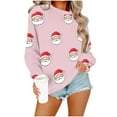thumbnail image 4 of GuzomFashion Womens Pink Santa Print Christmas Sweatshirt - Soft Polyester, Crew Neck Long Sleeve, Relaxed Fit, S-XXL for Holiday Gatherings & Casual Winter Outings,Size XL, 4 of 4