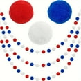 thumbnail image 2 of Bfogop Pom Pom Garland 4th of July Decorations, Patriotic Red White Blue Felt Ball Garland, 6.6ft Long 30 Cute Pompom Balls String, Ornaments for Home Birthday Holiday Party, 2 of 7
