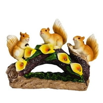 Solar Resin Squirrel Garden Statue with 5 LED Night Lights -HandCarved, WeatherResistant Outdoor Solar Yard & Balcony Ornament