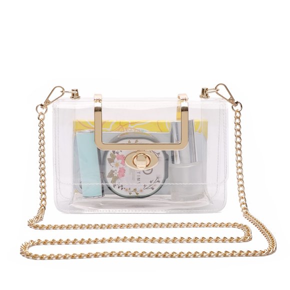 MOETYANG - Bolso de mano transparente transparente con bolsa de hombro para el estadio, Oro12, Talla única