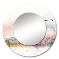 thumbnail image 2 of Designart "Grecian Urban Horizon" Bird Rund Mirror For Wall Decor - Large Pink Round Printed Mirror - Industrial Round Mirror 29" x 29" Inch, 2 of 5