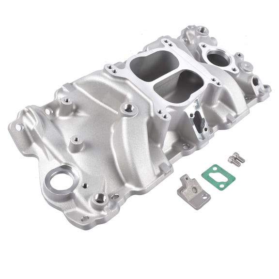 GELUOXI Front 2104 Engine Intake Manifold for Small Block Chevy 262 - 400 V8 1987-1995 Silver 1Pc