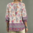 thumbnail image 5 of Women's 3/4 Sleeve V Neck Floral Print Ruffle Blouses Tie Front Flowy Boho Tops Lightweight Woven Casual Shirts Trendy 2026 Summer Beach Outfits Camel M, 5 of 5
