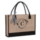 thumbnail image 1 of Price Drop Jute/Canvas Tote Bag,Personalized Present Bag With Inner Zipper Pocket Embroidery For Wedding,Birthday,Beach,Holiday,Great Gift For Women,Mom,Teachers, 1 of 3
