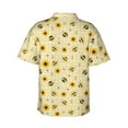 thumbnail image 3 of Fotbe Sunflowers Bee Hawaiian Shirt for Men Unisex Summer Beach Casual Short Sleeve Cotton Linen Button Down Shirts-Large, 3 of 9