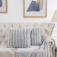 thumbnail image 3 of Home Soft Things Spandex Striped Heavy Faux Fur Pillow Covers, Set of 2, 20"x20", Silver Grey, 3 of 8