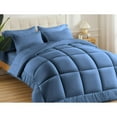 thumbnail image 2 of 3 Piece New Fluffy Pattern Comforter Set, 800 TC, 100% Egyptian Cotton, Super King Size Medium Blue Solid, 2 of 6