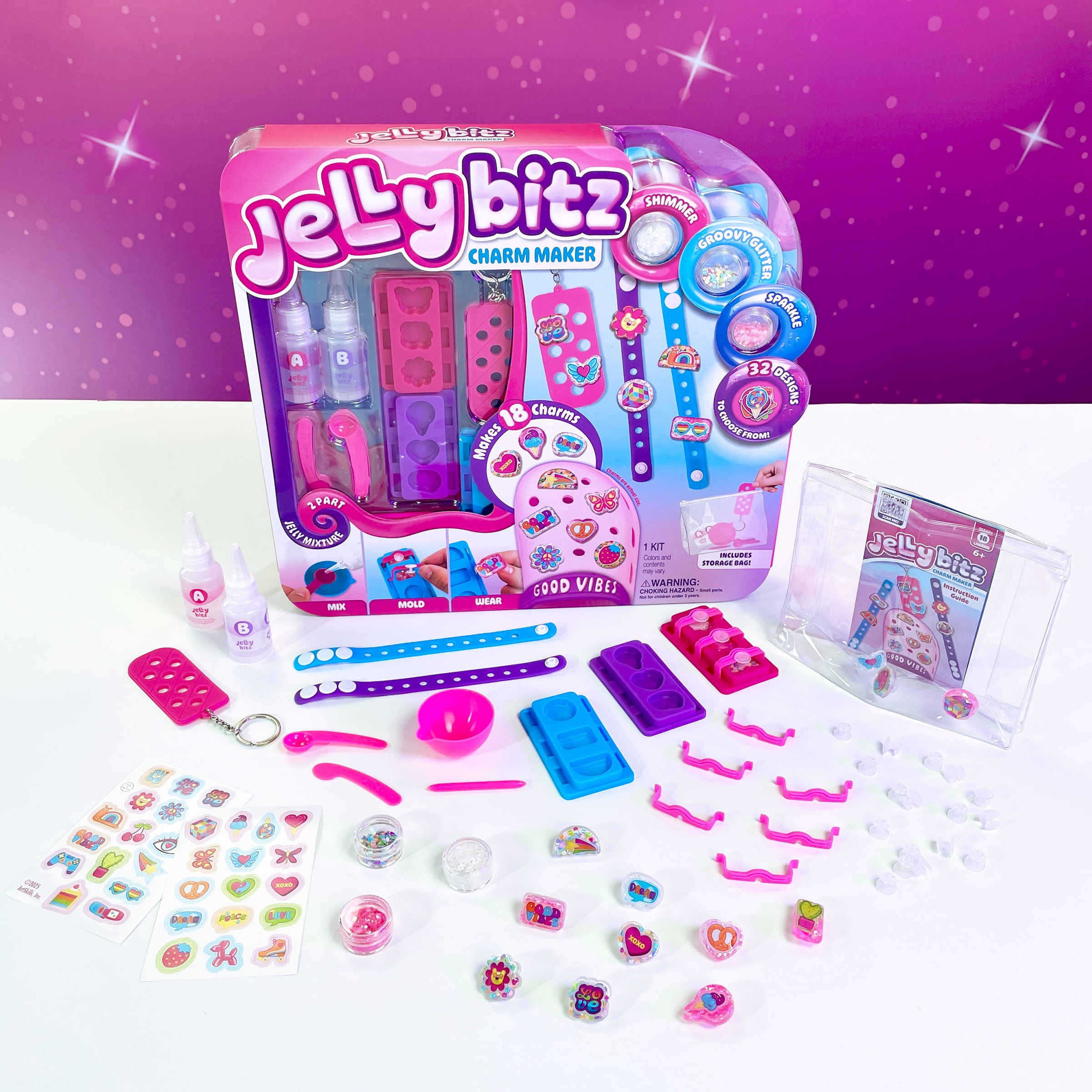 ArtSkills Jellybitz DIY Shoe Charm Maker Craft Kit for Kids - Good Vibes
