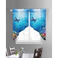 thumbnail image 3 of Shark Swag Valances for Windows, Blue Ocean Underwater Animal Coral Tropical Fish Rod Pocket Sheer Valances for Small Windows, Swag Toppers Light Filtering for Kitchen Living Room 2 Panels 36''x36'', 3 of 6