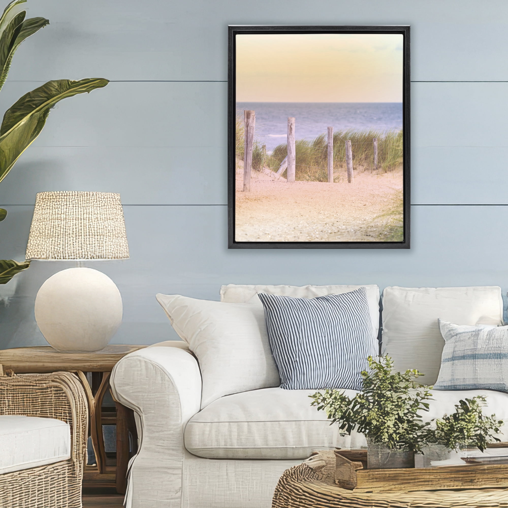 Stupell Industries Carefree Beach Vacation Black Framed Floater Canvas Wall Art, design by Marcus Prime