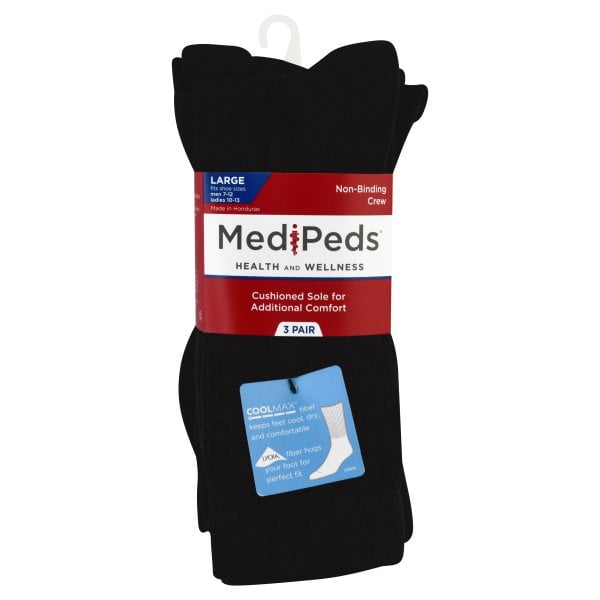 MediPeds - TherapyPlus Men?s Value Pack Non-Binding Crew 3-Pack 72564A ...