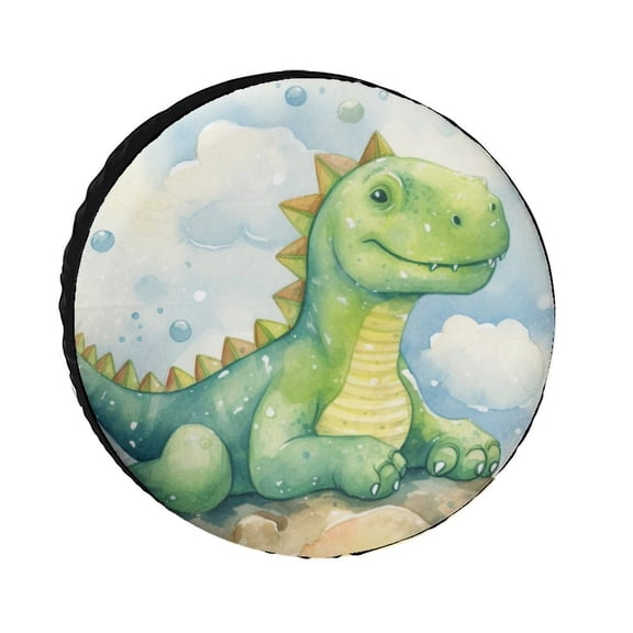 Green Baby Dinosaur Heavy Duty Spare Tire Cover Kawaii Dinosaur Wheel Protectors Weatherproof Wheel Covers Universal Fit for Trailer SUV Truck Camper Travel Trailers 12inch
