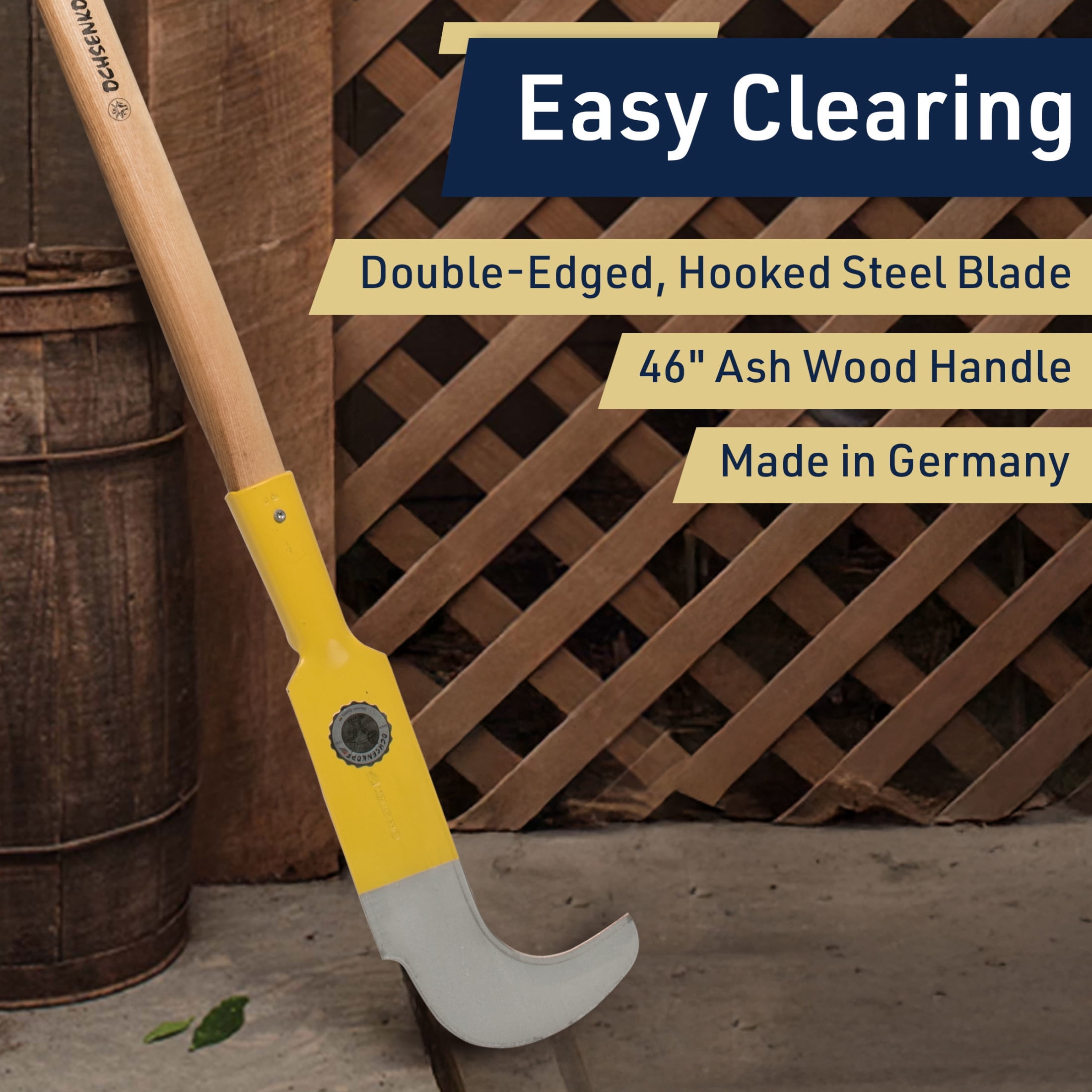 Kings County Tools 47” Brush Cutter Weeding Sickle Garden Tool with Double-Edged Blade