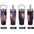 thumbnail image 5 of Firework American Flag 4Th of July 30 Oz Tumbler with Handle And Flip Straw, Stainless Steel Vacuum Insulated Travel Mug, Thermal Cup for Coffee, Water, Iced Drinks, Fits Car Cup Holders (Home, Sports, 5 of 6