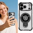 thumbnail image 2 of 17promax Case with Ring Stand 360Â°Ring Holder Kickstand [Support Car Mount] Rose Gold Plating Edge Slim Shockproof Protective Phone Case Cover for 17promax, Black, 2 of 6