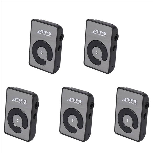 5X Mini Mirror Clip Usb Reproductor de Música Mp3 Digital Compatible con 8Gb Sd Tf Tarjeta Negro