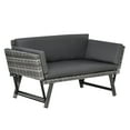 thumbnail image 1 of CoSoTower Convertible Wicker Loveseat Grey Patio Chaise Lounge, 1 of 7