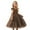 Brown, variant on Vividxx Dress For Girls Flutter Sleeve V Neck Dress For Casual Outdoor Photo Party Performance Spring Summer Fall Outfits 3-4 Years