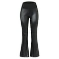 thumbnail image 6 of BKQCNKM Flare Leggings For Women Flared Leggings Women'S Stitching Imitation Leather Bell Bottoms Elastic Slim Leather Pants Flare Leggings Black L, 6 of 6