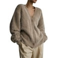 thumbnail image 3 of Aboser Women's Fuzzy Knit Cardigan Sweaters Oversized Slouchy Sweater Coat Warm Button Up Cardigans Loose Long Sleeve Outwear Coats, 3 of 9