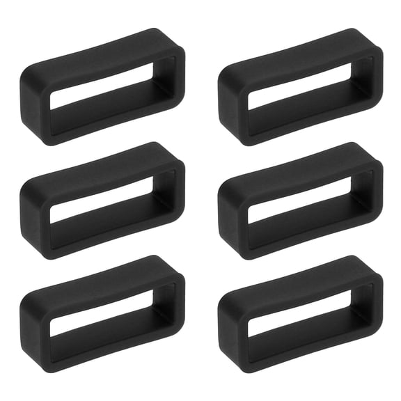 Uxcell 6pcs Watch Band Loops 18mm Silicone Watch Band Keeper Replacement Watch Strap Holder Retainer Wristwatch Strap Fastener Rings, Black