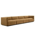 thumbnail image 2 of Modway Conjure Channel Tufted Performance Velvet 4-Piece Sofa in Black Cognac, 2 of 10