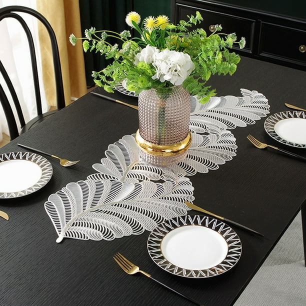 onlyliua para Interior/Exterior Mantel de Pvc En Estampado Dorado, Hueco, En Diseño Floral, Estilo Europeo, Largo, En Forma Especial, En Teme Al Agua y No Es Antideslizante