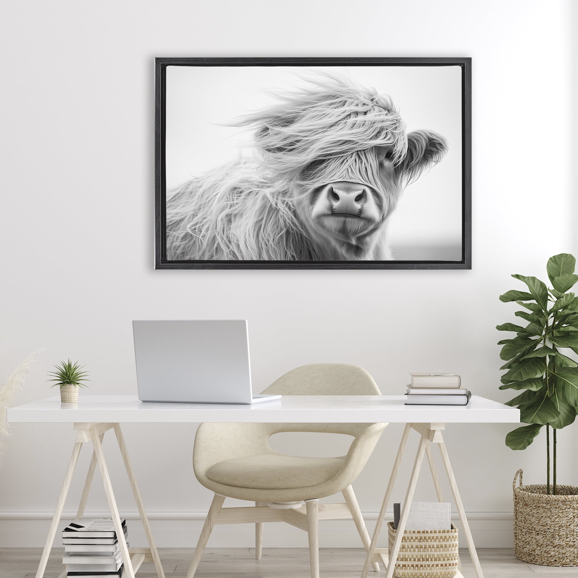 Stupell Industries Easy Breezy Highland Black Framed Floater Canvas Wall Art, design by Tina LeCour