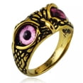 thumbnail image 4 of K-KED Personalized Vintage Halloween Owl Stainless Steel Glasses Rings Size 6-13-6-Gold-Green, 4 of 8