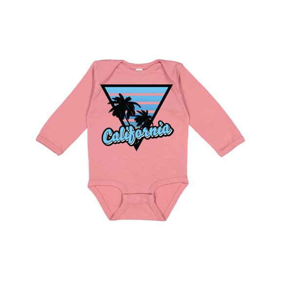 Inktastic California with Triangle and Palm Trees in Blue Boys or Girls Long Sleeve Baby Bodysuit