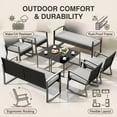 thumbnail image 4 of LOFKA 8-Piece Outdoor Patio Furniture Set, Wicker Rocking Chairs with Glass Table,Gray, 4 of 12