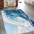 thumbnail image 3 of Blue Waves Washable Area Rugs 3'x5', Ocean Nautical Coastal Oil Painting Summer Low Pile Throw Living Room Rug Non-Slip Sturdy Edge Binding Carpet for Indoor Entryway Bedside Kitchen, 3 of 9