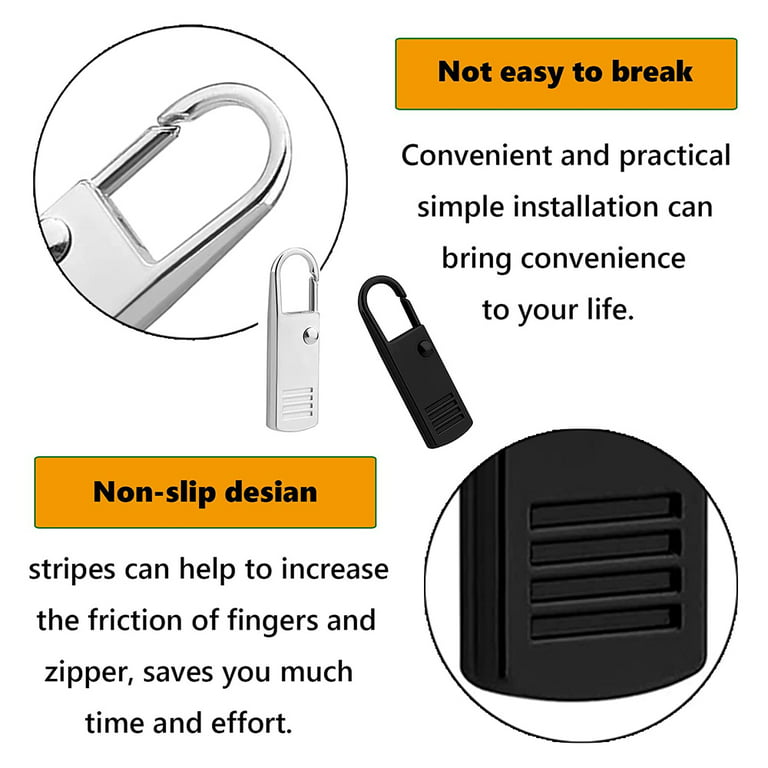  Zipper Pull Replacement, T Shape Heavy Duty Large Size Zipper  Pulls Tab Tags Cord Extension Fixer for Luggage, Backpacks, Jackets,  Purses, Handbags 4.1“x1.7x0.26” Black 10pcs