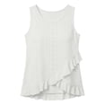 thumbnail image 4 of cocolona Womens Summer Tank Tops Crew Neck Sleeveless Ruffle Asymmetrical Hem Shirts Trendy Casual Solid Color Blouses, 4 of 6