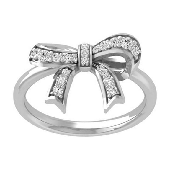ARAIYA FINE JEWELRY Sterling Silver Round-Shape Diamond Bow Knot Ring (1/5 Cttw, I-J Color, I2-I3 Clarity) Size 5