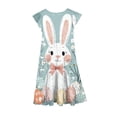 thumbnail image 3 of Xdegoge Easter Dresses for Girls Rabbit Print with Tiered Skirt and Cap Sleeves, Lightweight and Comfortable Teens Holiday Dress, 3 of 5