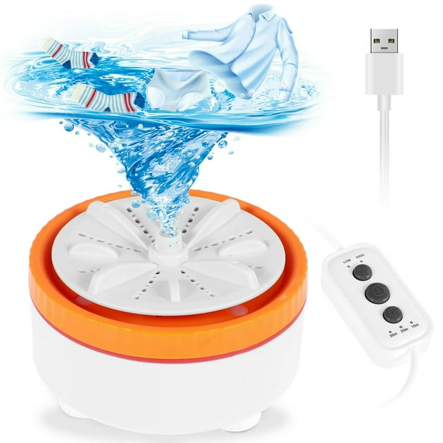 Portable Mini Washing Machine 27W Mini Turbine Washing Machine with 3 Timing Modes USB Powered Mini Turbine Washer with Suction Caps 4.7 Inch Diameter Mini Washer for Travel Home Underwea