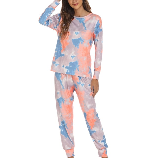 LUXUR Ladies Straight Leg Lounge Set Two Pieces Outfits Sleeping Loungewear Style-A S
