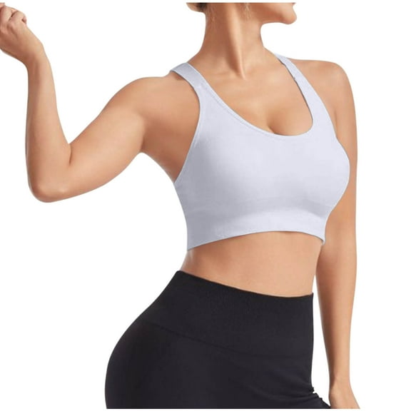 Plebaso Sports Bras for Women Adjustable Wide Strap Athletic Yoga Bras Wireless Workout Training Crop Tops