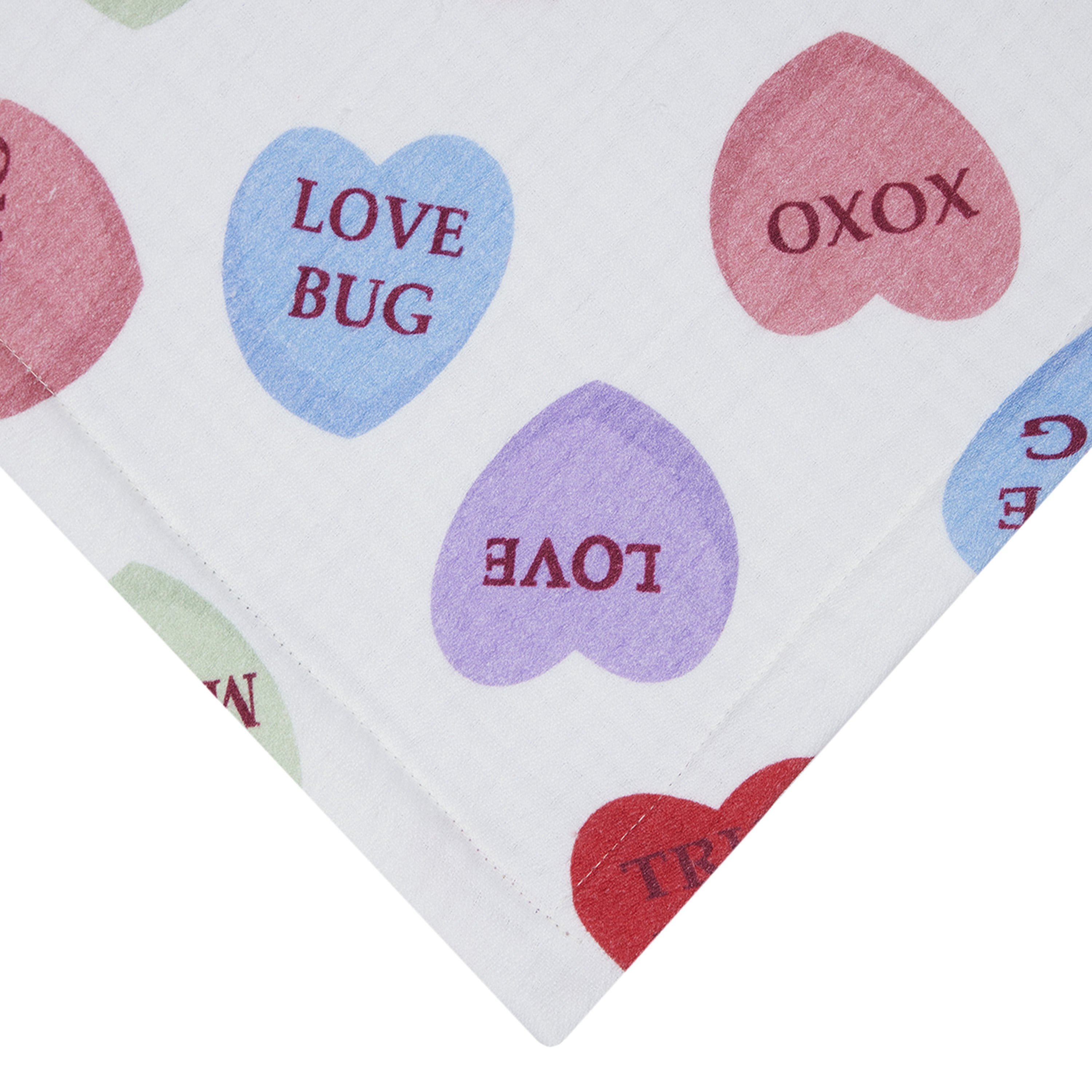 Conversation Hearts Table Runner - 14" x 72" - 100% Cotton, Multi-color