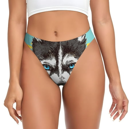 Qokaie Husky With Dreamcatcher Printed Women s Cotton Thong Underwear  Sexy Breathable Panties G-string-X-Small