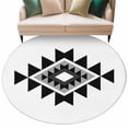 thumbnail image 2 of Black Gray Boho Large Round Rug 8 FT, Non Slip Living Room Area Carpet, Modern Abstract Geometric Lattice Washable Soft Circle Rug Non-Shedding Floor Carpet for Bedroom Office Dining Room, 2 of 9