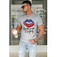 thumbnail image 4 of ABPHQTO Camiseta gráfica para hombre con estampado de labios de la bandera de América Mama gris para hombre, 4 of 5