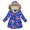 Blue, variant on Toddler Baby Girls Jacket Hooded Kids Winter Thick Warm Hooded Windproof Print Coat Outwear Jackets