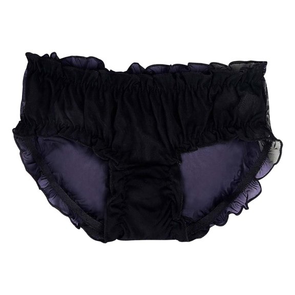 12 Pack Womens Underwear Mesh Breathable Flower Briefs Panties Black M
