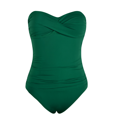 thumbnail image 4 of Hilor Women's Bandeau One Piece Swimsuits Front Twist Swimwear Strapless Ruched Bathing Suits Tummy Control, 4 of 7