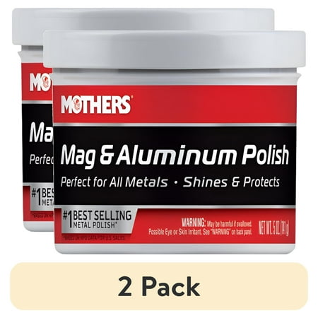 (2 pack) Mothers Mag & Aluminum Polish - Metal Cleaner for Wheels, Brass, Alloys & Accessories, 5 oz Jar