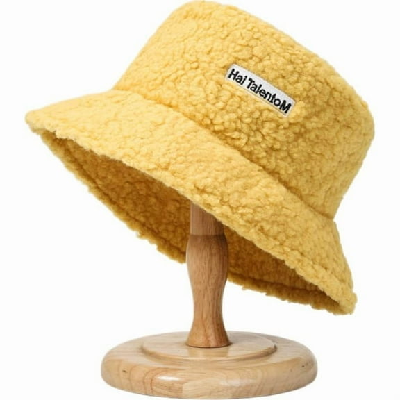 Warm Fluffy Plush Bucket Hat Ladies WinterSolid Faux U Fisherman K/