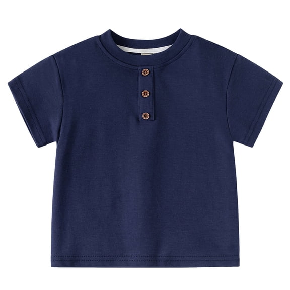 Splozh Toddler T Shirts Toddler Short Sleeve Cotton Shirt Boys Ribbed T Shirt Summer Tops Navy,8-10 Years