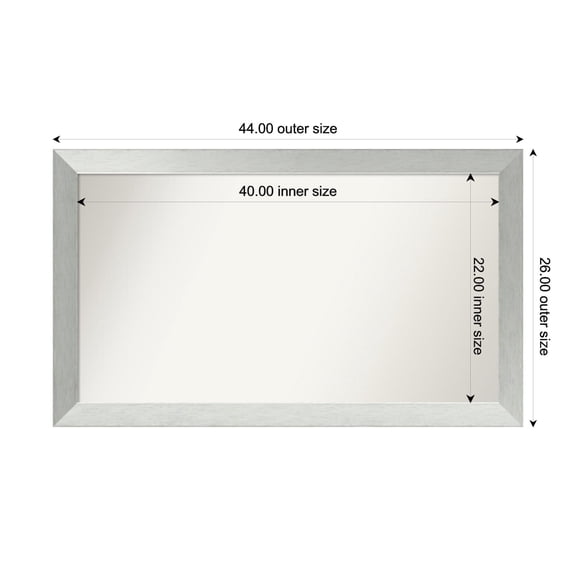 Amanti Art Custom Framed Wall and Bathroom Mirror (26 x 44 in.), Brushed Sterling Silver Frame
